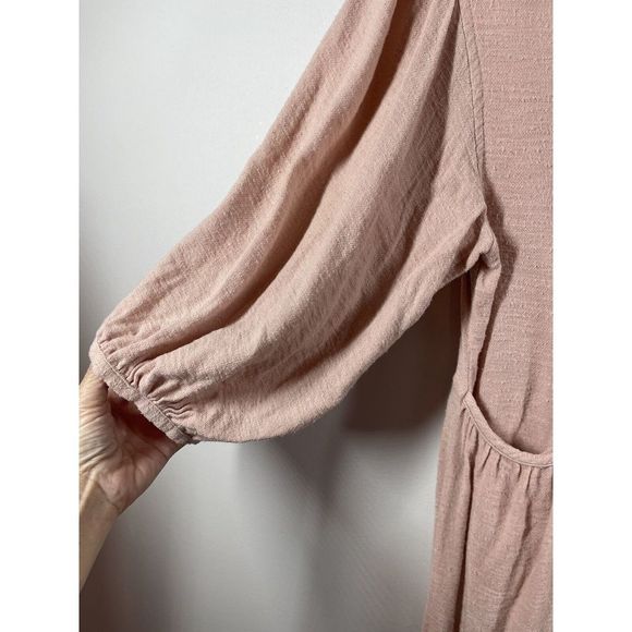Anthropologie Women’s Uncle Frank Midi Dress Med Blush Boho Puff Sleeves Pockets - Picture 5 of 9